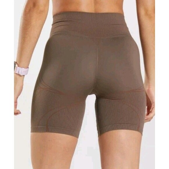 GYMSHARK APEX Seamless Shorts Size XXL Brown Biker Women's Activewear Workout - Picture 4 of 10